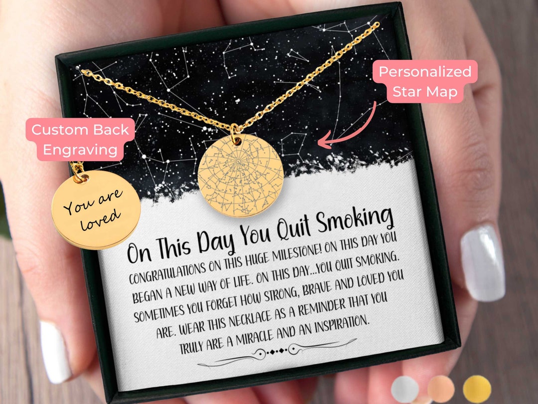 Quit Smoking Gift Ideas Custom Star Map by Date Necklace Good Luck Encouragement Gift