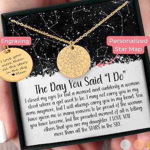 To My Daughter On Her Wedding Day Custom Star Map By Date Necklace, Bride Gift From Parents Bride Gift Box Gift For Bride From Mom or Dad