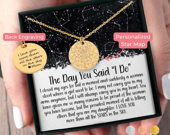 To My Daughter On Her Wedding Day Custom Star Map By Date Necklace, Bride Gift From Parents Bride Gift Box Gift For Bride From Mom or Dad