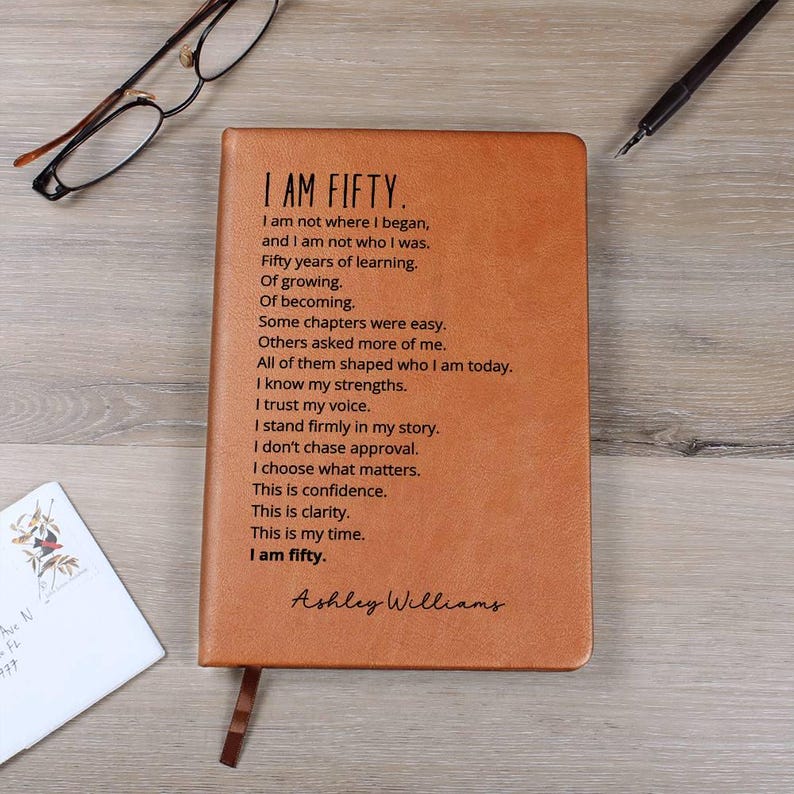 50th Birthday Gift Journal Personalized, I Am Fifty Chapter Keepsake for Her Turning 50 image 9
