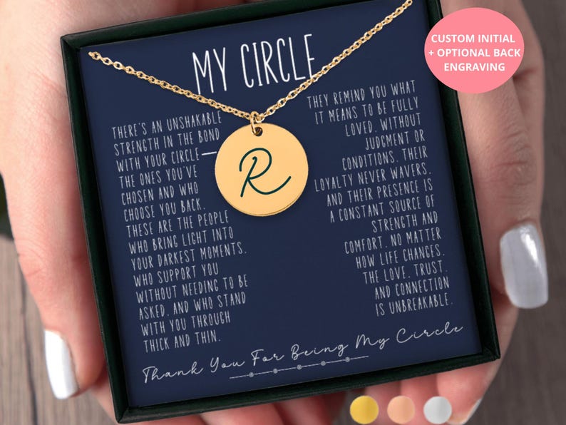 Gift for Best Friend Engraved Letter Necklace Friendship Gift Thank You