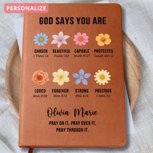 God Says You Are Personalized Prayer Journal For Women Custom Affirmations Christian Gift Religious Gift for Girls Sister Mom Friend Gifts