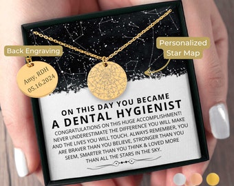 Dental Hygienist Graduation Gift Custom Star Map By Date Necklace, Dental Assistant Gift, Rdh Gift, Dental Hygienist Gift, Future Rdh Gifts