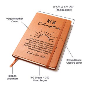 Personalized New Chapter Notebook, Encouragement Gift for Women or Men, Inspirational Birthday Christmas Present Custom Name Journal