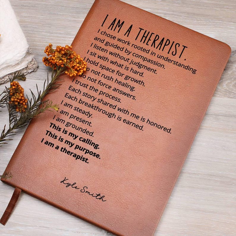 Personalized Therapist Journal Gift, Mental Health Counselor Affirmation Notebook for Office image 6