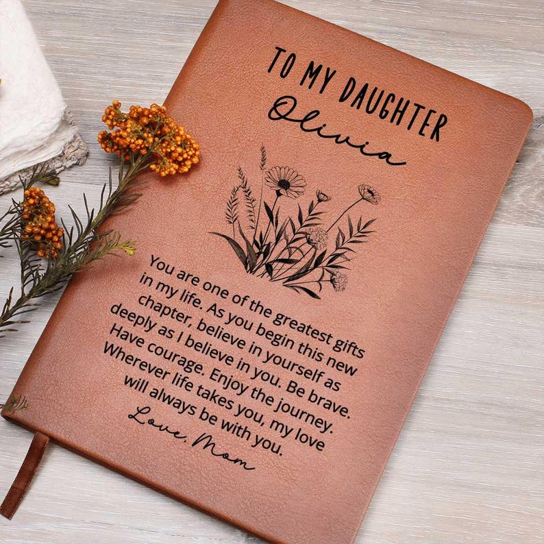 Personalized Daughter Journal • Vegan Leather New Chapter Gift • Back to College Notebook • Graduation Keepsake • Custom Name Diary