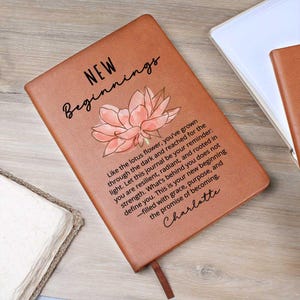 Lotus Flower New Beginnings Custom Journal Meaningful Divorce Break Up Strength Gift New Job Gift for Her Moving Gift, Clean Slate
