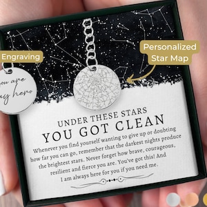 Addiction Recovery Medallion Coin Custom Star Map By Date Keychain Recovery Chips Anniversary Gifts for Men Women Him Her Encouragement Gift