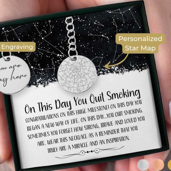 Quitting Smoking Congratulation Gifts Custom Star Map By Date Keychain Quit Smoking Gift Ideas Encouragement Inspirational Motivational Gift