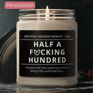 50th Birthday Gift for Women, Fifty and Fabulous Candle, Funny 50th Birthday Present Scented Candle 50th Fiftieth Milestone Funny Rude Gift