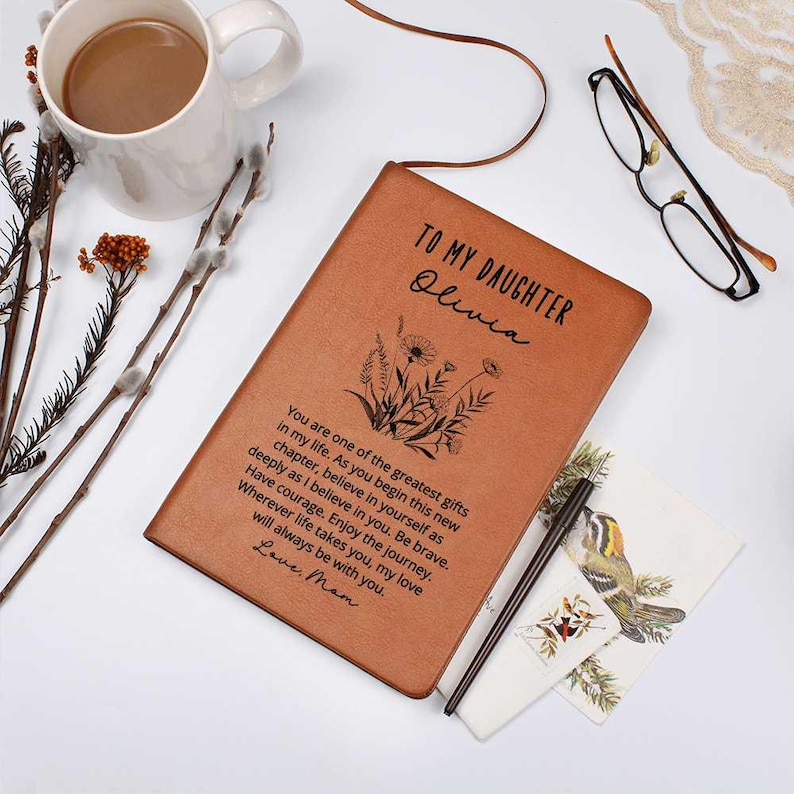 Personalized Daughter Journal • Vegan Leather New Chapter Gift • Back to College Notebook • Graduation Keepsake • Custom Name Diary