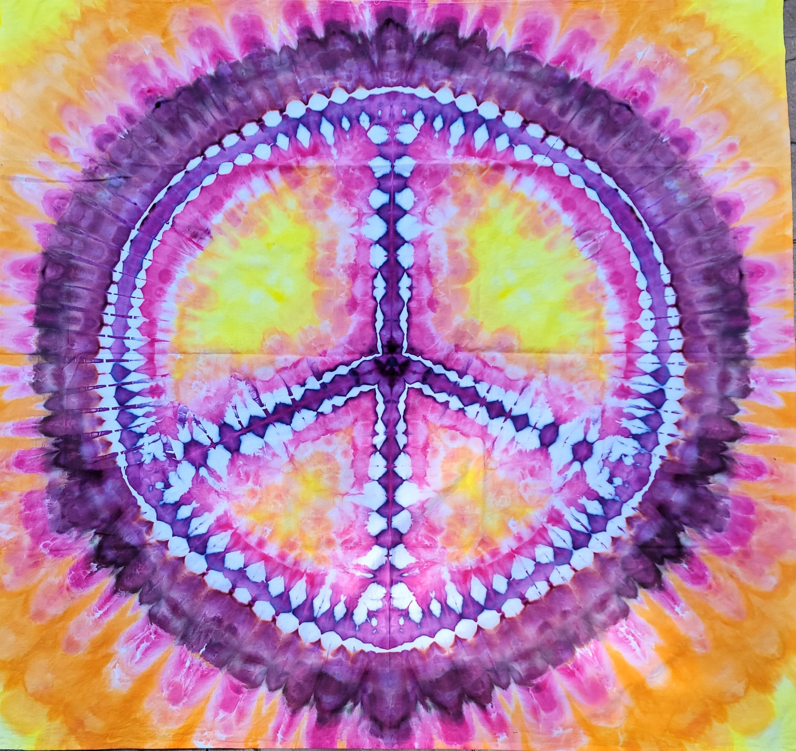 Peace sign tie dye tapestry
