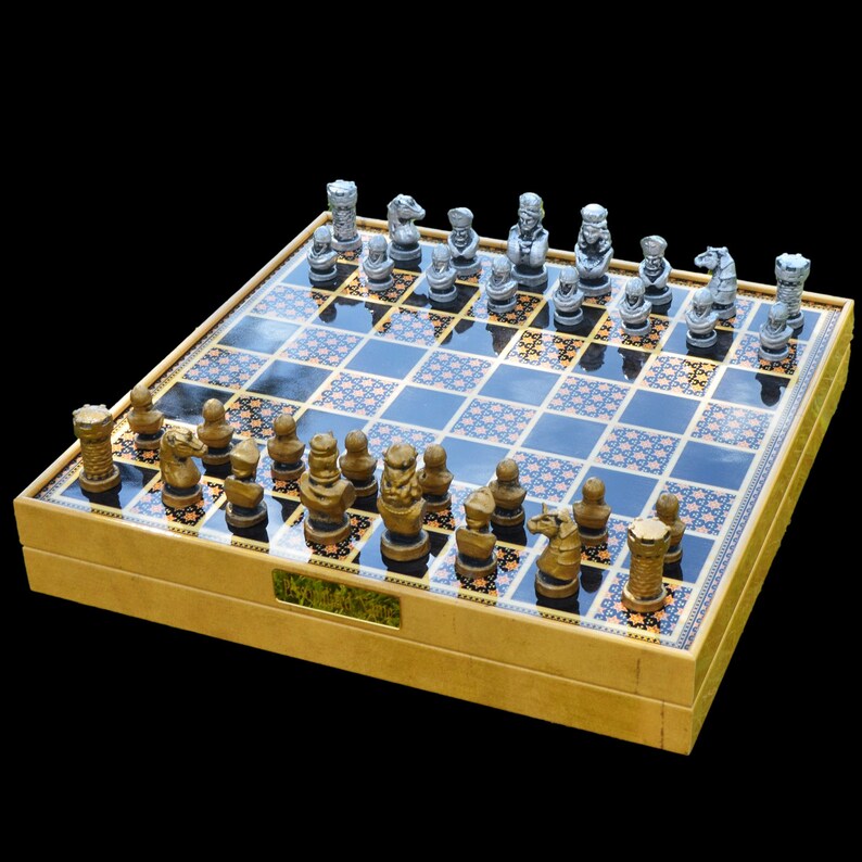 Rome Caesar Metal Chess Set: Personalized Luxury Board With Storage (14 ...