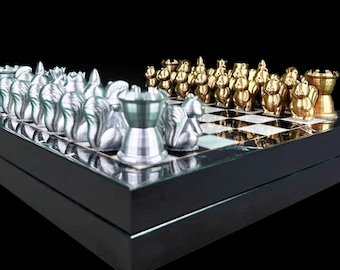 Customizable Squirrel Chess Set: Woodland Theme, Personalized Marble Board