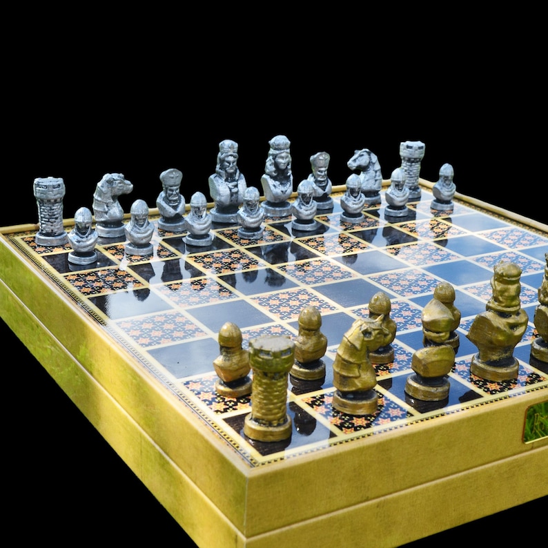 Rome Caesar Metal Chess Set: Personalized Luxury Board With Storage (14 ...