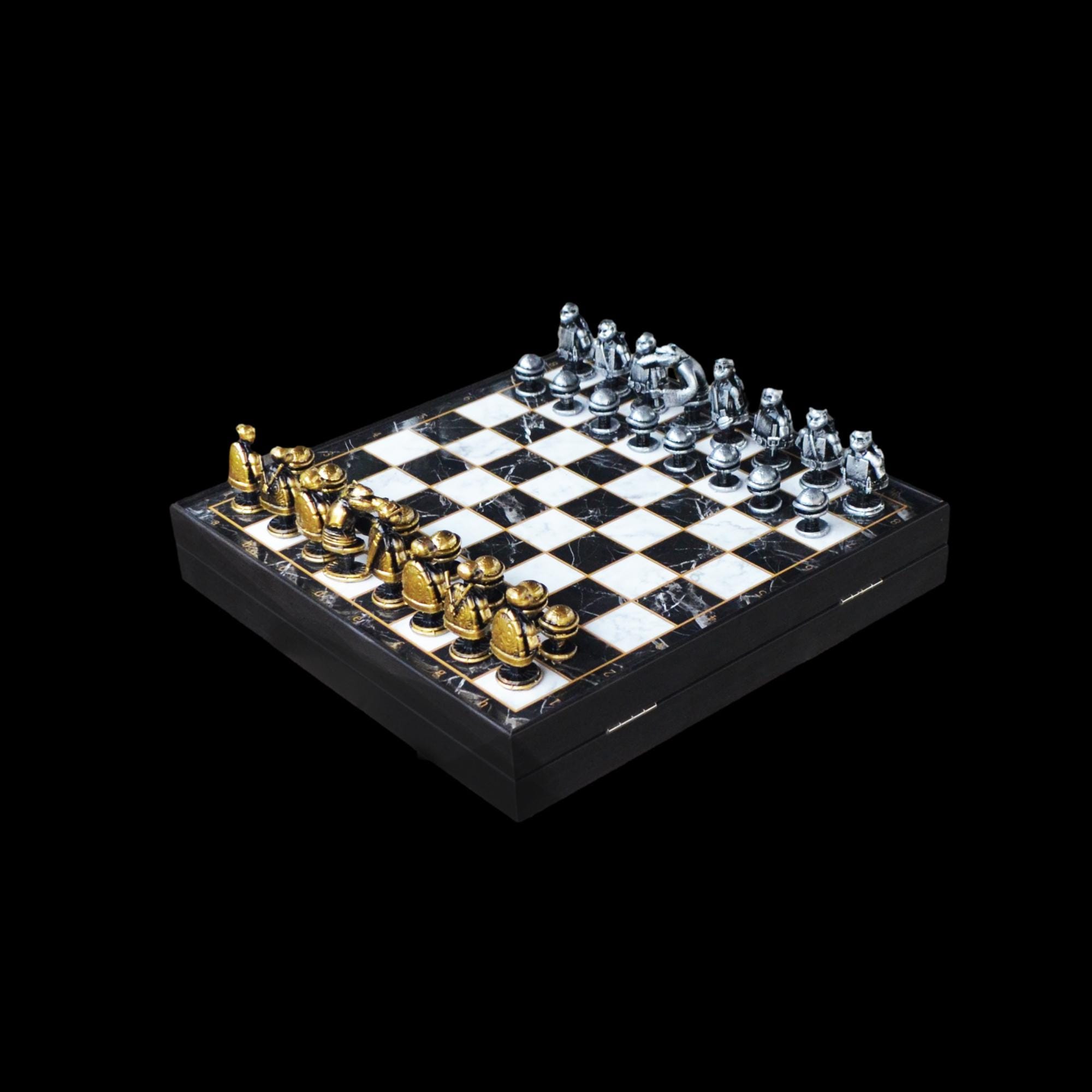 Ninja Turtle Chess Set: 14-inch Marble Board, PLA Plastic