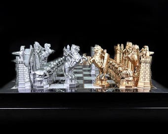 Wizard Personalized Chess Set With Chessboard HP Fan Chess Game Gift İdea | Customizable Chess Set - 14 X 14 Inch Special Chessboard