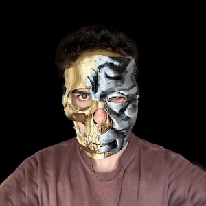 Halloween Scary Face Mask Decay Mask Handmade Horror Mask Half Skull Half Human Mask | Color Option
