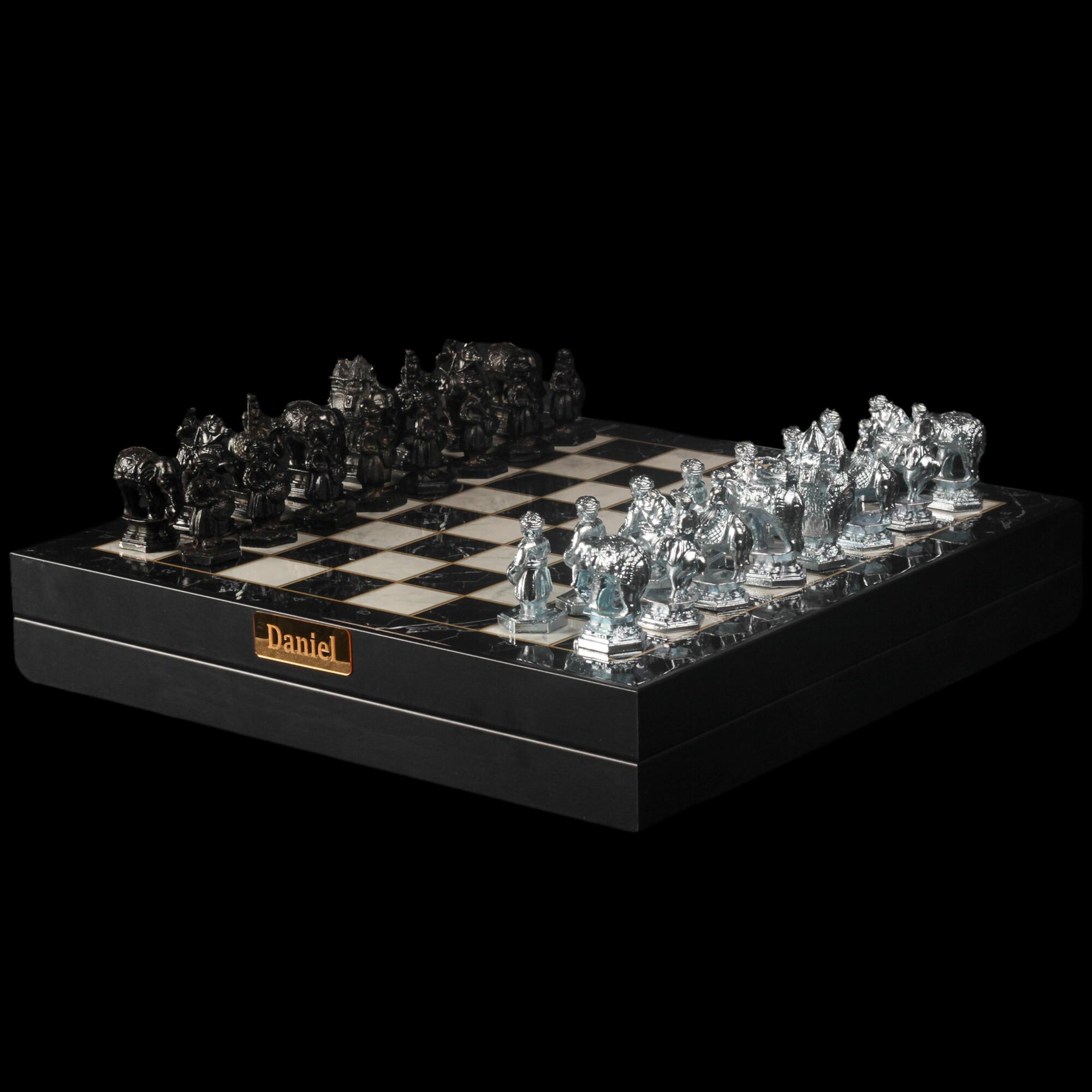 IWIS Metal Chess Pieces Only No Board in Unique Storage Box, Gifts for Men,  Women, 32 Large Quadruple Weighted Chess Pieces, 2 Extra Queen, 2.6” King