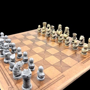 Metal Roma Chess Set With Personalized Chessboard| Laser Engraving Name ...