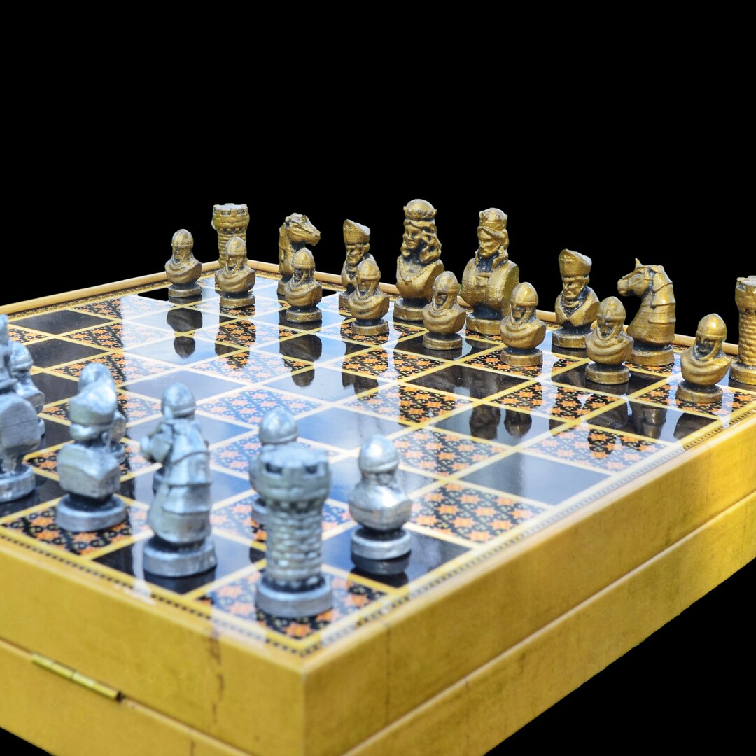 Rome Caesar Metal Chess Set: Personalized Luxury Board With Storage (14 ...