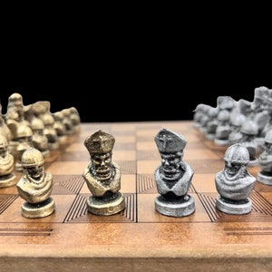 Metal Roma Chess Set With Personalized Chessboard| Laser Engraving Name ...