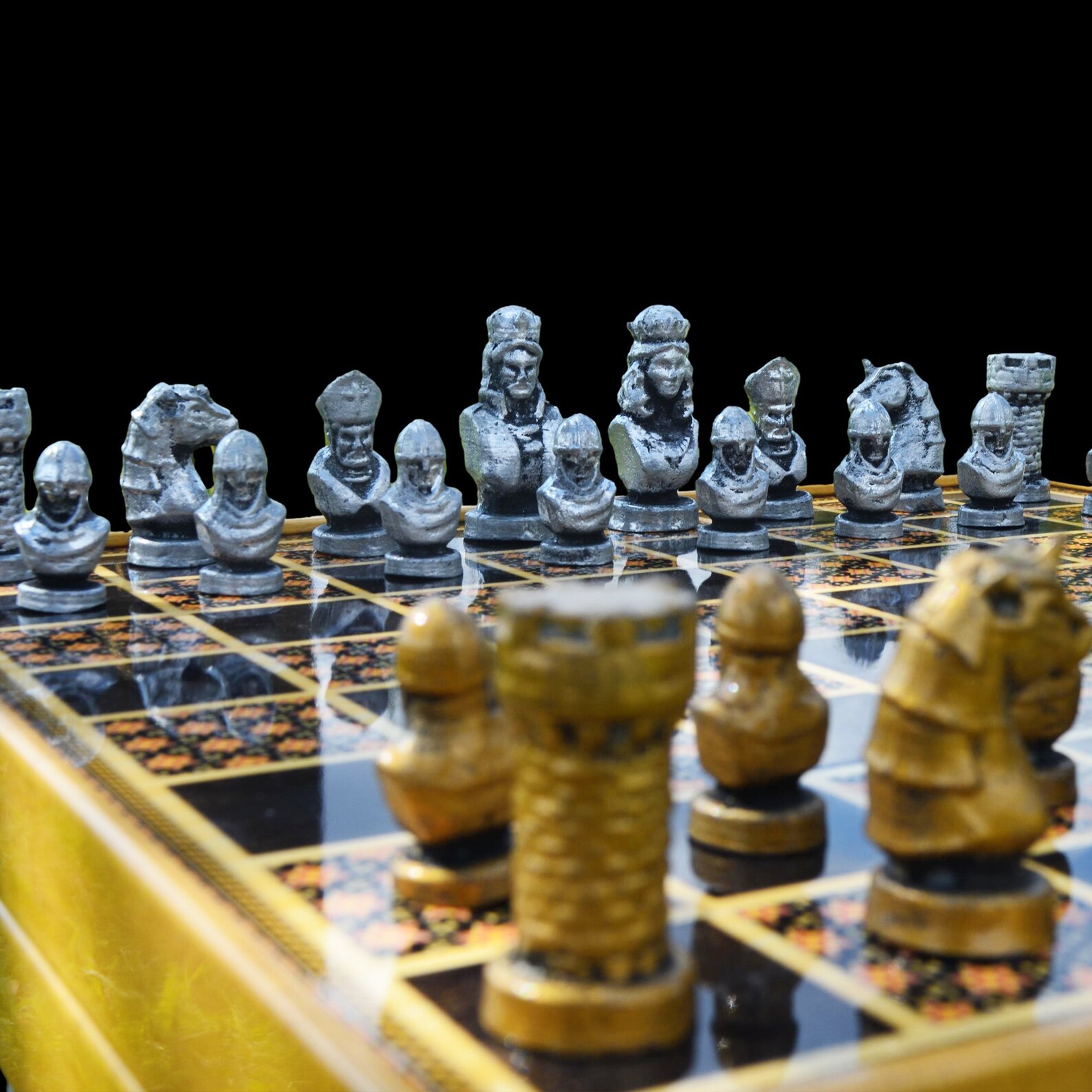 Rome Caesar Metal Chess Set: Personalized Luxury Board With Storage (14 ...