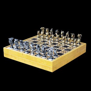 Luxury Dragon Metal Chess Set Birthday Gift, Personalized Handmade Chess Board with Storage, Decorative Chess Set - 14 x 14 Inches Large