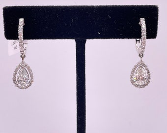 2.35 CTW Lab Grown Diamond Half Diamond Hoop Earrings | 14K White Gold | VVS Clarity | Fine Jewelry