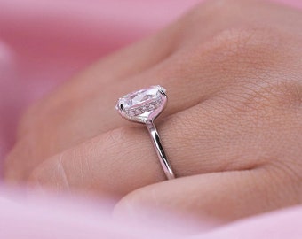1.56ct IGI Certified E/VS2 Oval CVD Lab Grown Diamond, Hidden Halo Setting Engagement Ring, 14k White Gold
