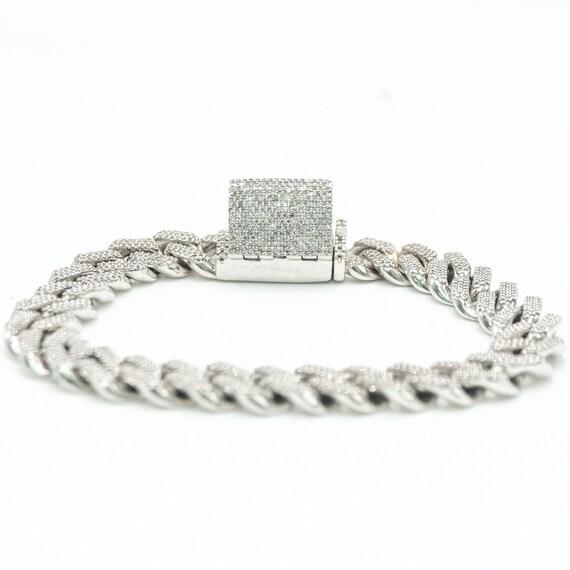 10K White Gold Cuban Link Bracelet 7ct SI I Natural Diamonds