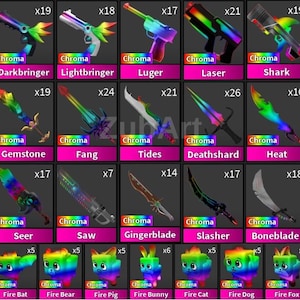 Full Chroma Set | 15 Chroma Godlys + 7 Chroma Pets | Murder Mystery 2 | Roblox | MM2