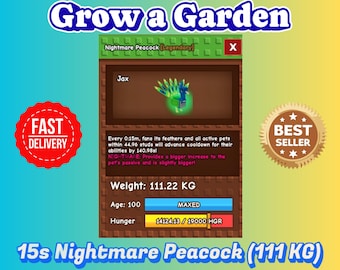 15s Nightmare Titanic Peacock (111 KG) | Grow a Garden | Roblox