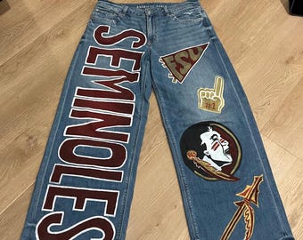 Custom Hand-Painted Graduation/College Jeans | Senior Jeans | School Spirit Denim