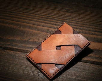 Minimalist Two Toned Laced Leather Card Holder