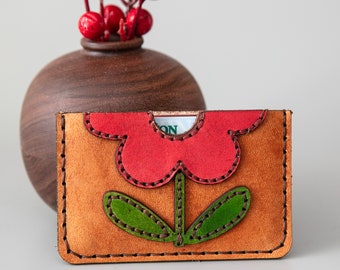 Flower Leather Card Wallet