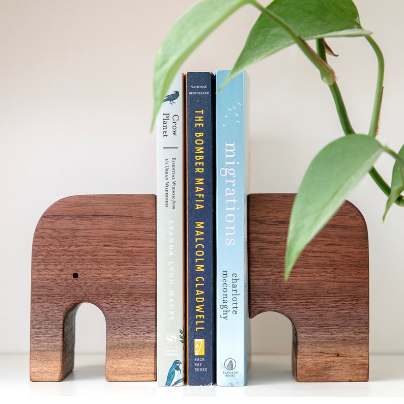 Elephant Book Ends Walnut