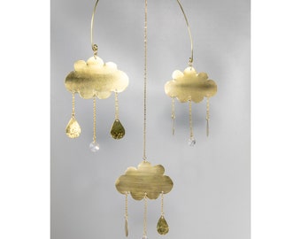 Brass and Salvaged Crystal Cloud Mobile