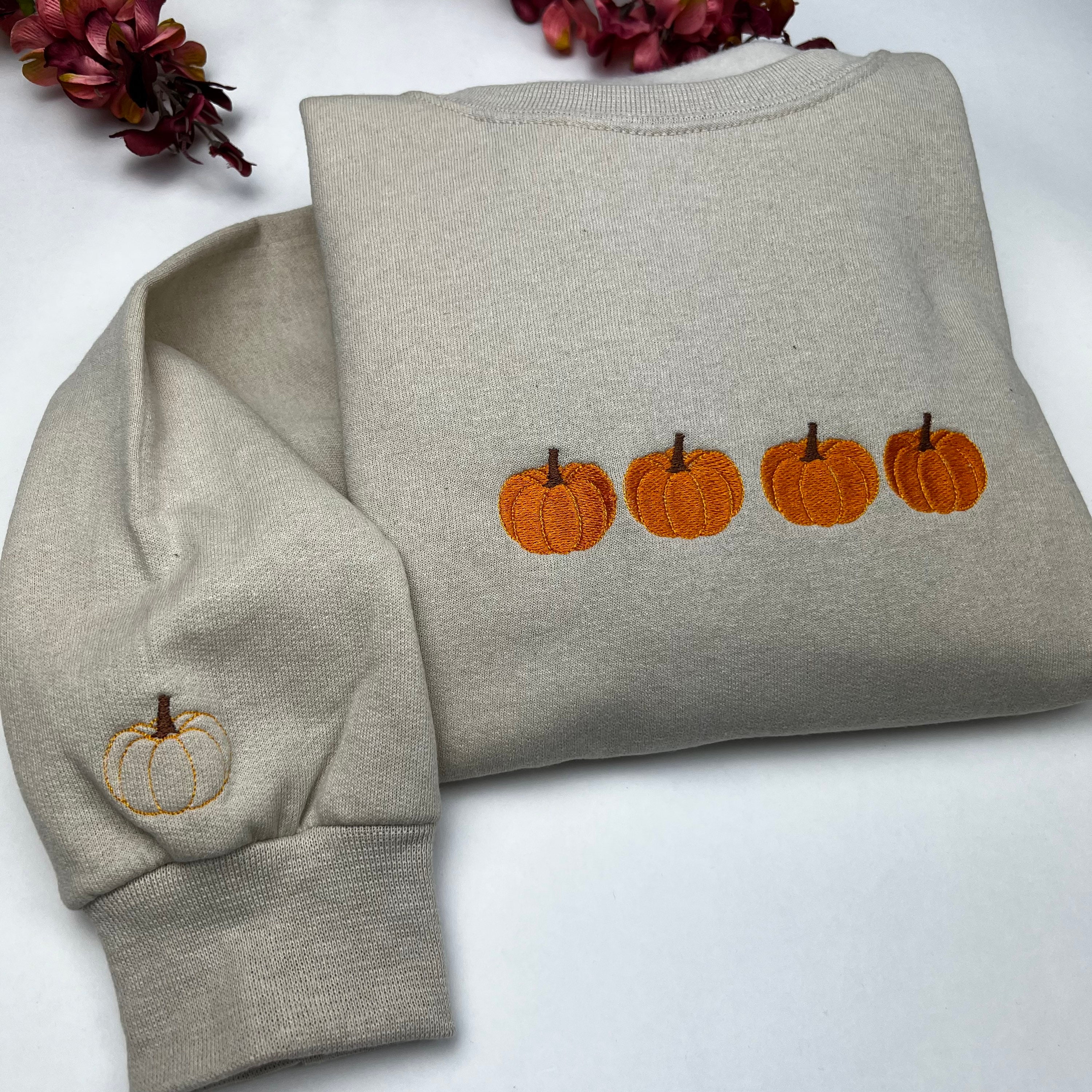 Embroidered Pumpkin Sweatshirt Pumpkin Sweater Embroidered - Etsy