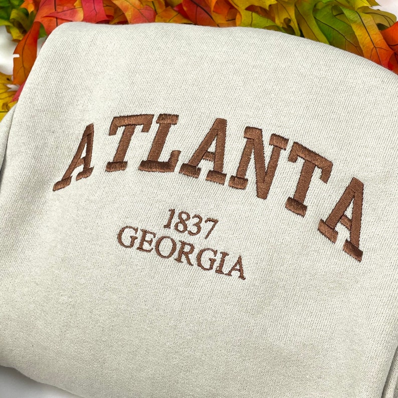 Atlanta Embroidered Sweatshirts Custom City Embroidered Etsy