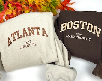 Custom Your City Sweatshirts- Custom City Embroidered Sweatshirts Your Town and State Shirt