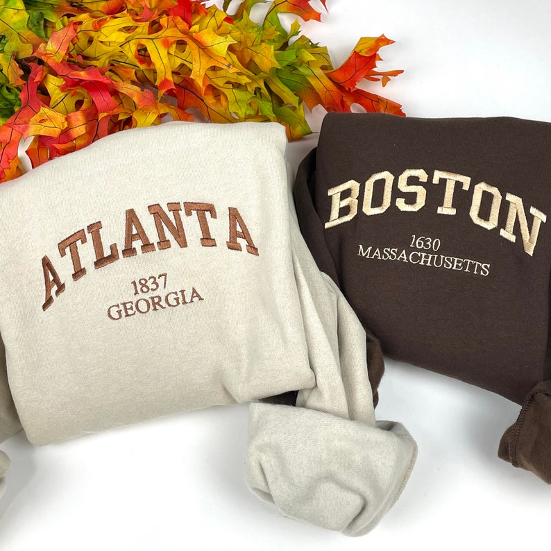 Atlanta Embroidered Sweatshirts Custom City Embroidered Etsy