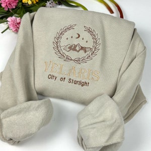 Embroidered Velaris Sweatshirt - Embroidered Crewneck Sweatshirt - City of Starlight