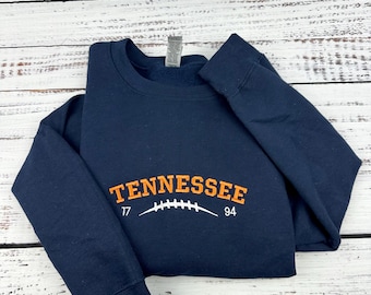 Embroidered Tennessee Sweatshirt Hoodie College Crew Neck