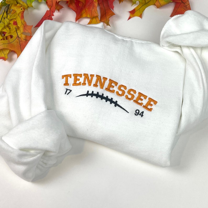 Embroidered Tennessee Sweatshirt Shirt College Crew Neck Etsy