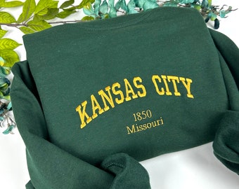 Sudadera bordada de Kansas City: cuello redondo personalizado de KC