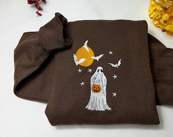 Embroidered Halloween Sweatshirt, Pumpkin Sweatshirt, Halloween Crewneck Sweatshirt, Halloween Sweater, Spooky Season, Fall Shirts
