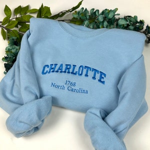 Charlotte Embroidered Sweatshirt- Custom City Embroidered Sweatshirt North Carolina