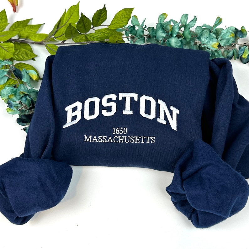 Boston Embroidered Sweatshirts Custom City Embroidered - Etsy