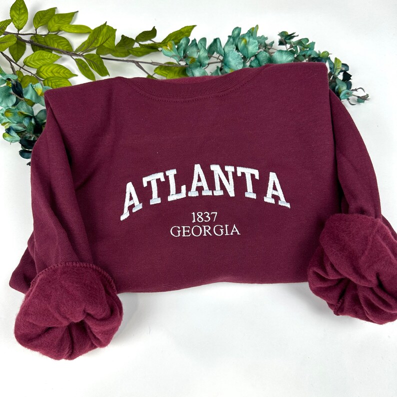 Atlanta Embroidered Sweatshirts Custom City Embroidered Etsy